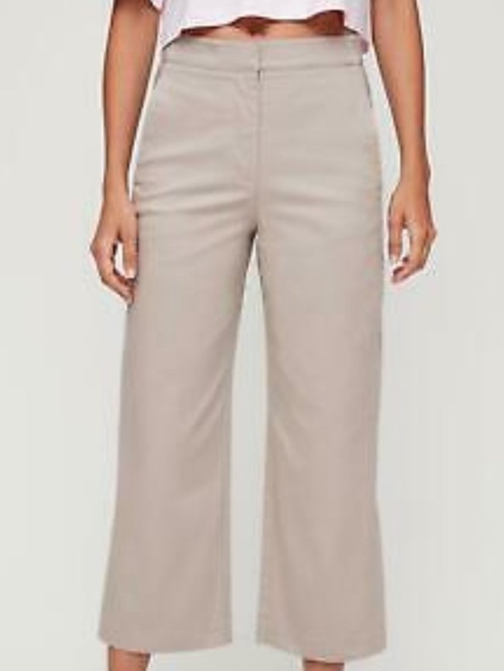 NEW Babaton The Group Walsh Wide Leg Cropped Khaki Tan Trouser Pant